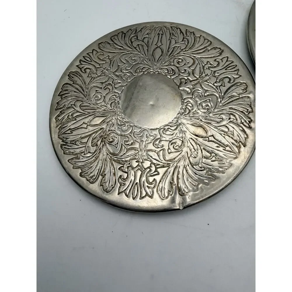 Vintage Set Of 5 Silver Plated Coasters